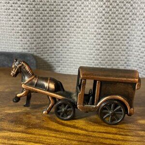 Brass Horse and Delivery Wagon Pencil‎ Sharpener 1.5" x 3.5"